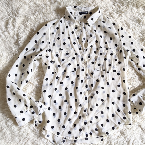 American Apparel sheer velvet polka dot button top - Picture 1 of 5